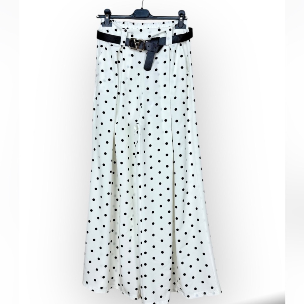 Polka Dot Made in Italy Wide Leg Pants  with Belt